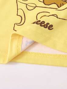 TOM & JERRY X SHEIN Women's Cute Cartoon Letter Print Cami Top And Elastic Waist Wide Leg Pants Pajama Set, Summer - Yellow - View 5