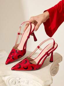 CUCCOO CHICEST Women's Pointed Toe Buckle Design Fashionable High Heels For Daily Wear - Red - View 2