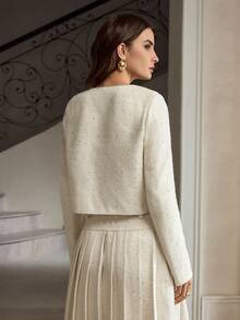 ZEYLAH جاكيت نسائية أنيقة مزينة بسلسلة - أبيض - مشاهدة 8