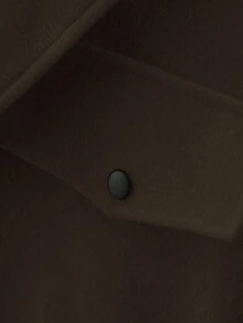 Claim Dot 男士純色單排扣休閒羊毛混紡大衣，秋冬棕色大地色系大衣 - 咖啡棕 - 查看 3