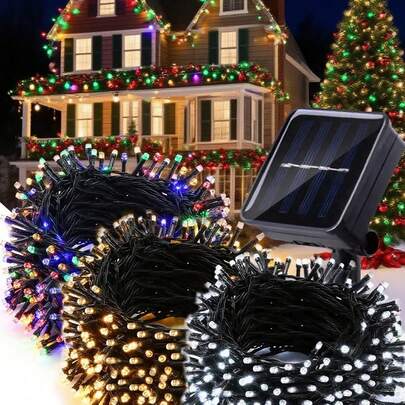 1串太阳能灯，多种闪烁模式，太阳能花环庭院花园灯，适用于露营、派对、圣诞节、节日、舞会、生日、庭院楼梯、树木、房屋、阳台装饰、感恩节婚礼家居装饰、秋季装饰、生日装饰、礼物
