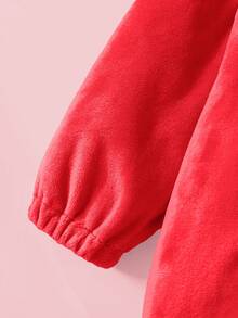 SHEIN 新生儿可爱趣味水晶毛绒3D恐龙造型连体衣，长袖长裤