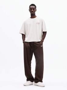 Áo thun SUMWON dáng rộng in họa tiết chữ nổi trên ngực, cổ tròn, tay ngắn, chất liệu cotton, phong cách đường phố, đô thị, mùa xuân hè, trơn. - Màu be - Xem 6