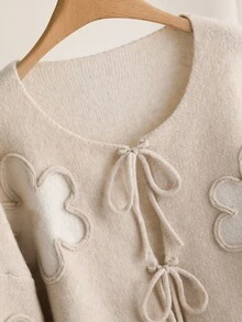 CosyJoli Plus Size Women Heart Knitted Cardigan, French Elegant Fashion Autumn/Winter Sweater Coat