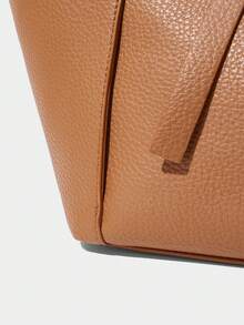 SHECARRY Women's Large-Capacity Tote Bag With Pin Buckle Decorative Details, Suitable For Daily Commuting - Brown - View 8