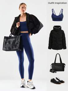 GLOWMODE Quần legging FeatherFit™ Keep It Classic 26 inch, không đường may, cạp cao, co giãn tốt, có túi sau, thích hợp cho tập yoga, tập gym và mặc hàng ngày, mùa xuân hè. - Dark Blue - Xem 8