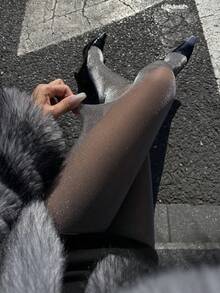 DAZY 黑色透明连裤袜，修身显腿袜 - 銀色 - 查看 9