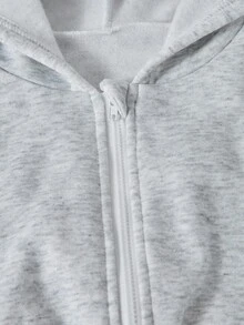 SHEIN ChillGRL 青少年女孩连帽拉链运动衫和高腰保暖衬里裤连体衣 - 灰色 - 查看 5