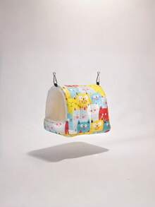 1PC Cartoon Printed Plush Full Coverage Triangle Hammock Sleeping Bag For Parrots Hamsters Small Pet Birds Autumn Winter - Colorful kitten - View 6