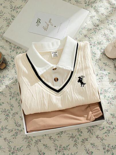 Souflis Souflis 2025 Baby Boys Autumn/Winter French Retro Long Sleeve 2 In 1 Collared Top Paired With Versatile Pants, Suitable For Parties, Outings, And Various Occasions, Gentlemen's Outfit For Toddler Boys