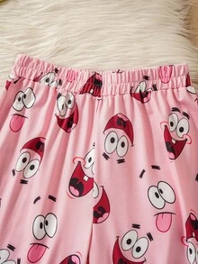 SpongeBob SquarePants | SHEIN Women's Cute Cartoon Graphic Loose Long Sleeve Top And Pants Pajama Set, Spring/Autumn (Socks Not Included), Winter Clothes