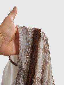 ROMWE Kawaii Váy yếm mini họa tiết màu nâu vàng nhiều lớp vải tuyn Y2K Abby Hot Girl - màu nâu - Xem 5