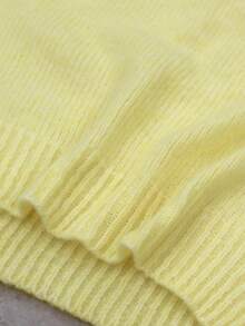 SHEIN LUNE 高级升级版厚款女士黄色圆领羊毛毛衣 - Butter Yellow - 查看 7