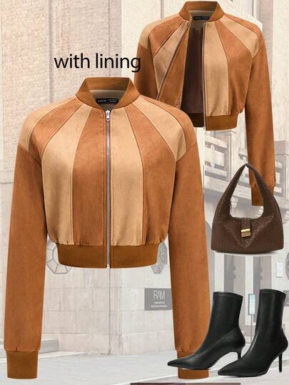 Ellevyn Fashionable & Comfortable, Autumn/Winter Baseball Deer Velvet Jacket, Brown Jacket