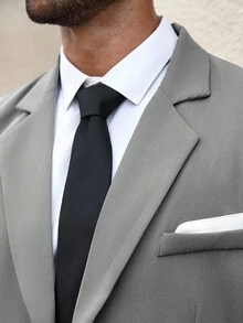 Manfinity Mode Plus Size Men's Business Commuter Suit Set(Blazer & Pants)Grey Suits For Men Slim Fit Wedding Classy Clothes Elegant Outfit, Formal, Ceremony - Light Grey - View 7