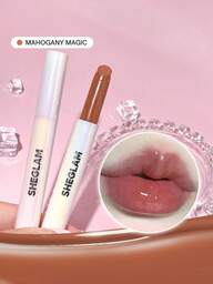 SHEGLAM ملمع شفاه Pout-Perfect Shine-ملمع شفاه مرطب وممتلئ بلون Mahogany Magic-مصل مغذي لتكبير الشفاه غير لاصق-أحمر شفاه بزيت جوز الهند-مستحضرات تجميل الشفاه-تخفيضات -ملمع الشفاه روج,تنت,جلوس علامة تجارية جمال مكياج مستحضرات تجميل للنساء الفتيات مثالي لفصل الشتاء مثالي ل- Y2K أزياء أنيقة هدية حفلة جاهز أفضل لون