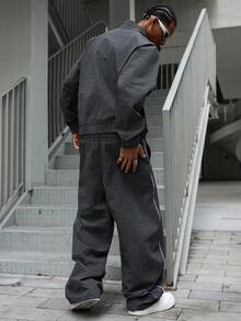 PAVTROS Conjunto de top con cremallera de manga larga y pantalones casuales para hombre. Ropa urbana, amigos, a juego, holgado, para hombres, gráfico, estilo japonés, unisex, amo a mi novia - Multicolor - Ver 2