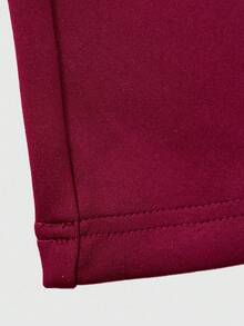 SHEIN Explorewe 2pcs/Set Tween Girls' Burgundy Baseball Collar Cardigan,Embroidered Letter Graphic,Button Closure,Large Pockets,Crease Pants,Autumn Casual School - Burgundy - View 6