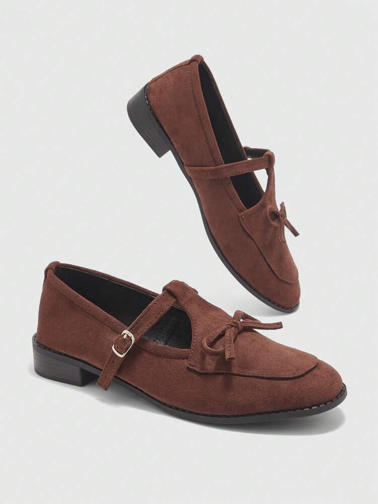 CUCCOO BIZCHIC 2025 Autumn/Winter New Buckle Loafers, Versatile, British Style Black Chunky Heel Soft Bottom Casual Oxfords For Christmas