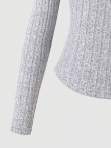 3pcs/Set Tween Girls Fitted Khaki Sweater,Matching High Waist Flare Pants & Plaid Lapel Cardigan Outfit,White Autumn Casual School Back-To-School - Grey - View 4