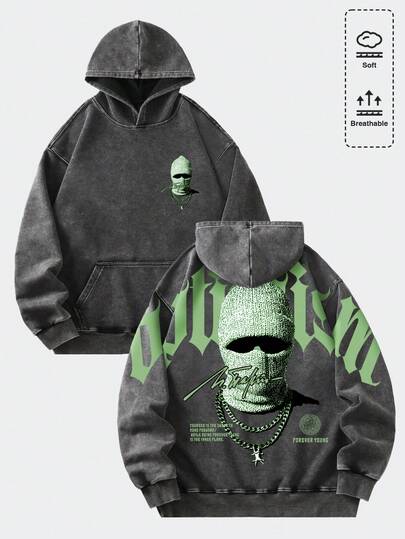 Street Life هودي رجالي مغسول بطريقة عتيقة، ملابس الشارع