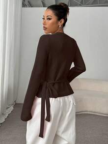 SHEIN Unity Tie-Front Casual Loose Cardigan For Women, Versatile Fall Winter Cloth For Women