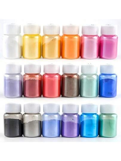 一套18色云母粉环氧树脂染料珠光颜料天然云母矿物粉DIY闪光环氧树脂模具珠宝制作材料