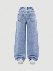 ChillGRL 青少年女孩酷炫街头大胆优雅校园精神迷彩牛仔裤