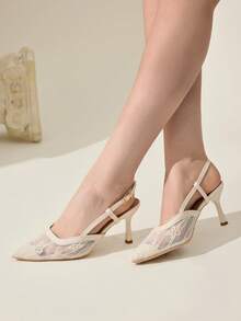 CUCCOO CHICEST 女士尖头搭扣设计时尚高跟鞋，适合日常穿着 - 米色 - 查看 7