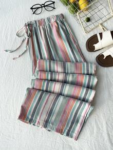 Comfortcana Plus Size Colorful Striped Loose Vacation Pants - Multicolor - View 3