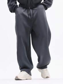 SUMWON Relaxed Fit Drawstring Waist Sweatpants With Side Pockets And Elastic Cuffs For Casual Loungewear And Weekend Comfort Plain - Grey - View 5