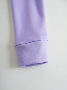 Nick 90s | SHEIN Baby Girl Cartoon Rainbow & Letter Graphic Purple Casual Comfortable Long Sleeve T-Shirt And Tight Fit Pants Pajama Set - Mauve Purple - View 3