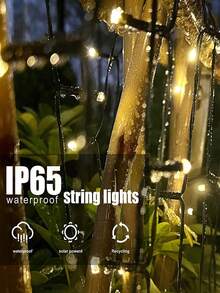 LED Solar String Lights Outdoor Light Strings Waterproof Solar Powered String Light With 8 Lighting Modes For Garden Patio Yard Fence Christmas Tree Decoration With Fairy Lights Ambience For Outside Tree, Courtyard, Wedding, Gazebo, Party, Home, Lawn, Camping And Holiday Decor Garden Lights Christmas Decoration - Multicolor - View 3