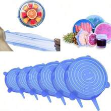 6pcs Silicone Stretch Lid, Food Bowl Cover, Reusable Food Saving Cover, Stretchable Multifunctional Fruit And Vegetable Fresh-Keeping Cover (Due To Different Batches,The Number, Size, And Shape Of Handles May Vary. We Apologize For Any Inconvenience Caused.) - Multicolor - View 9