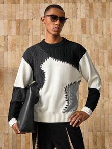 AKNOTIC Brand Men's Loose Fit Sweater - Black - View 2