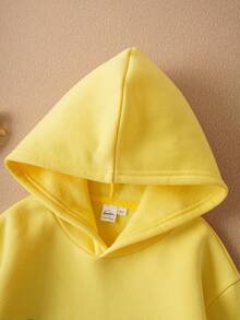 SpongeBob SquarePants | SHEIN Tween Boy Casual Cute Cartoon Print Yellow Sweatshirt Thermal Lined Warm Sweatshirt, Autumn/Winter