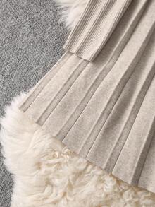 Franclia 新款秋季优雅百搭修身腰部褶裥连衣裙 - 駝色 - 查看 3