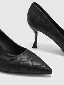 CUCCOO BIZCHIC Giày cao gót mũi nhọn màu đen dành cho nữ, thời trang cho việc đi lại hàng ngày - màu đen - Xem 8