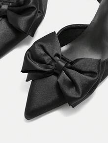 CUCCOO CURVES Women's Pointed Toe Bow Decor Fashion Wide Fit High Heels For Christmas