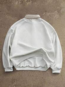 AXEPEAK 男士针织休闲宽松长袖二合一保暖内衬运动衫，适合秋冬 - 淺灰色 - 查看 2