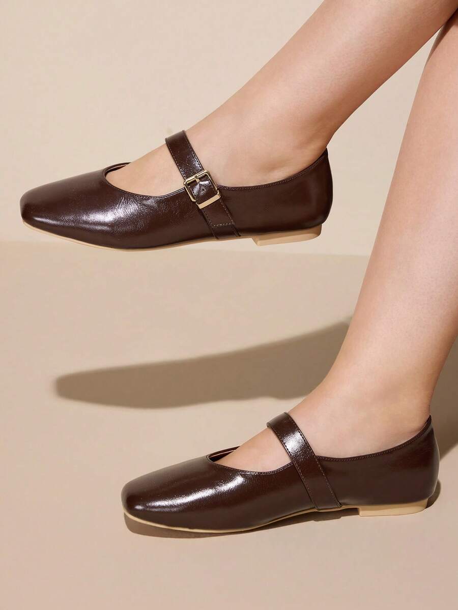 CUCCOO CURVES Women's Casual Versatile Commuting Minimalist Wide Fit Flats Valentine's Day - Brown - View 1