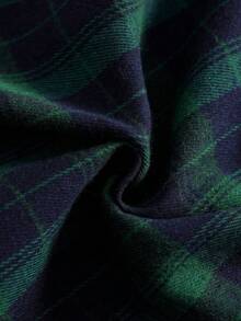 2 件套年轻男孩经典格子衬衫和裤子套装，休闲家居服 - 綠色 - 查看 8