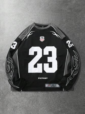 Street Life Maglietta casual sportiva da uomo con inserti in patchwork a maniche lunghe