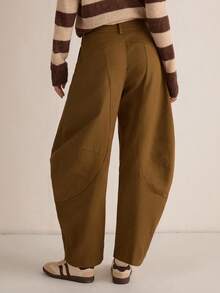 Easelle Women's Thickened Fabric Wide-Leg Casual Pants, Autumn/Winter Retro Curved Blade Pants, Green Casual Style, 2026 - Army Green - View 2