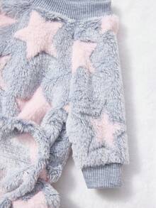 PETSIN 1pc Pink Pentagram Printed Pet Jumpsuit Gray Autumn And Winter Plush Warm And Comfortable Pet Warm Clothes - Grey - View 4