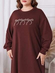 Lacomfia 大码女式休闲宽松长袖连帽卫衣 - 紅色 - 查看 5