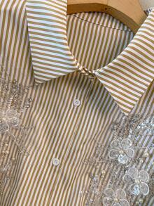 GlowEve CURVE 大码优雅亮片刺绣水钻灯笼袖衬衫