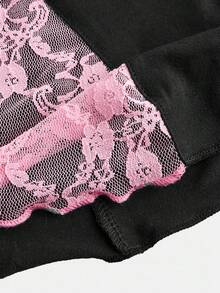 SHEIN ChillGRL Quần ống loe thời trang cho bé gái tuổi teen có nơ trang trí - màu đen - Xem 3
