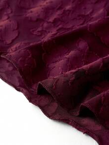 Ellevyn 女士V领长袖性感优雅紫色提花连衣裙 - 紫色 - 查看 4