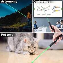 1PC Red Light/Green Light Laser Pointer High-Power Flashlight: Rechargeable Powerful Green Laser Pointer With Star Cap, Remote Control Powerful Laser Dot Beam Indicator, Suitable For Astronomy Demonstration Outdoor Camping Cat And Dog Laser Toy, USB Direct Recharge Upgrade School Supplies, Back To School - Multicolor - View 5